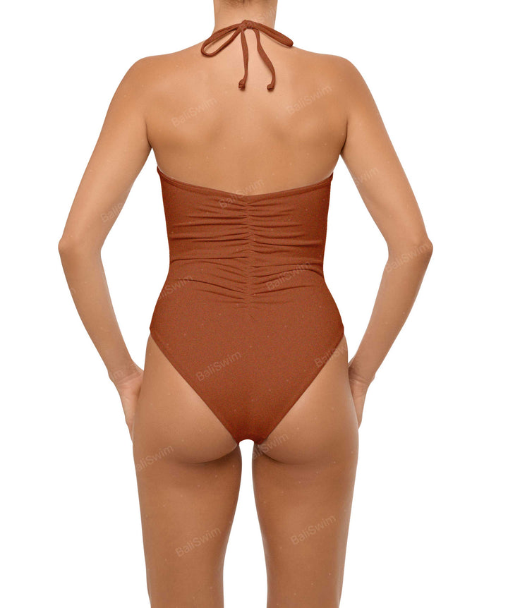 BSWS-S60 Ruched Halter One Piece