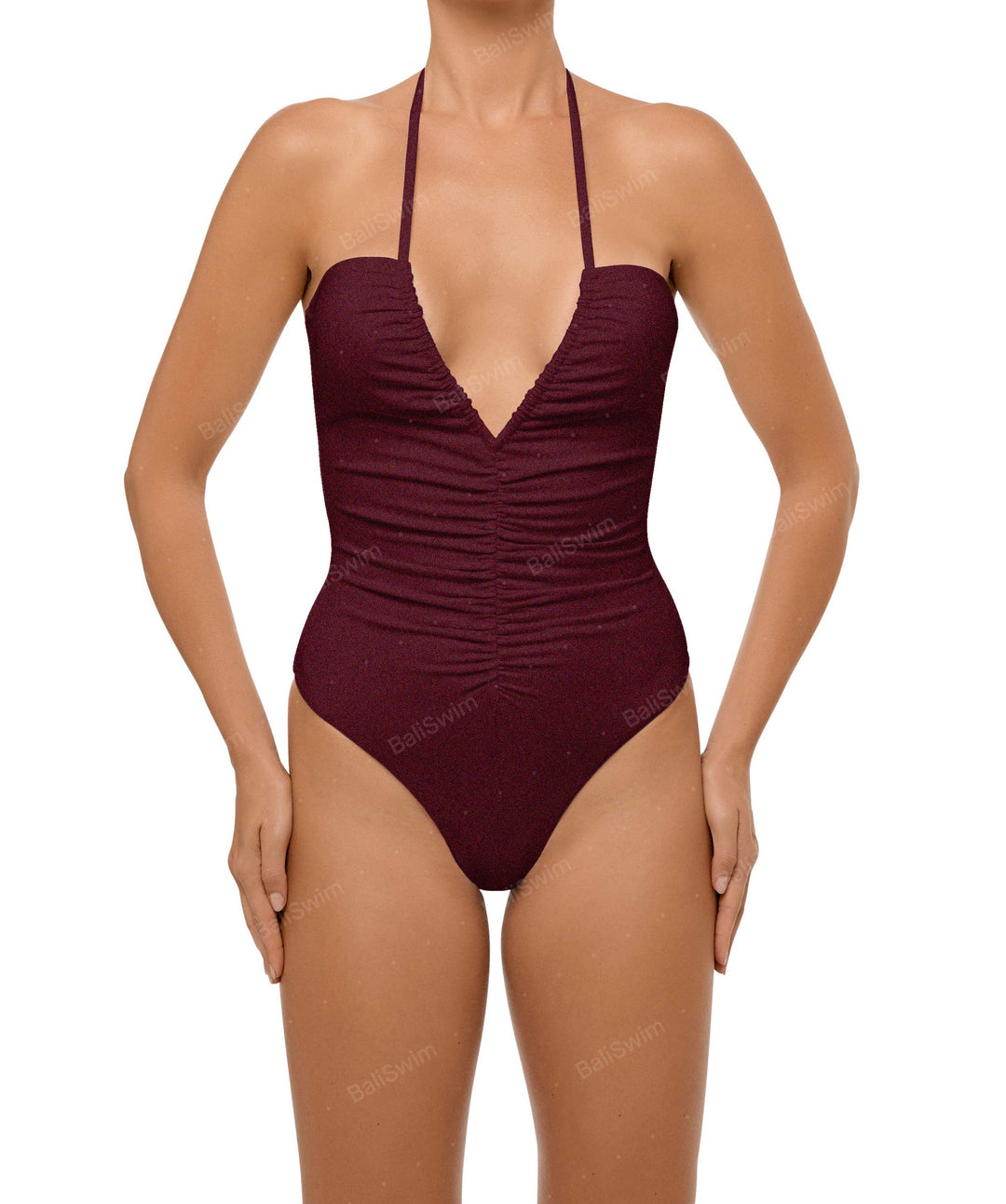 BSWS-S60 Ruched Halter One Piece
