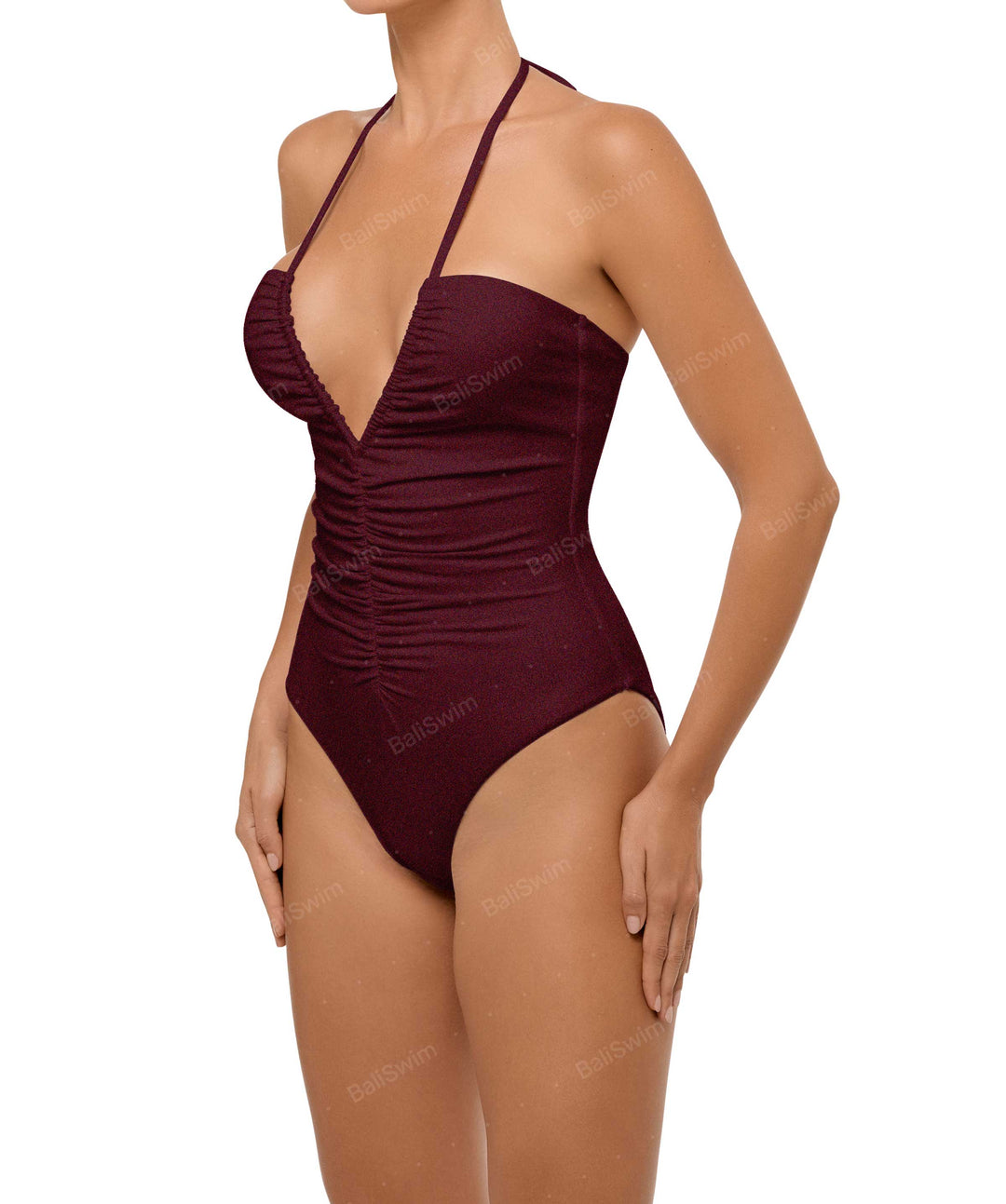 BSWS-S60 Ruched Halter One Piece