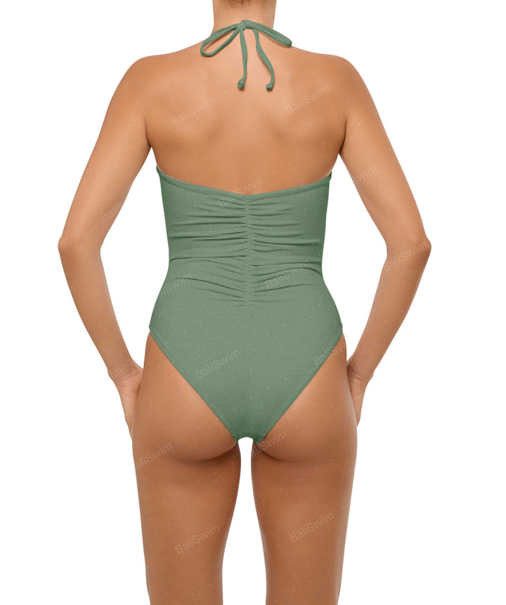 BSWS-S60 Ruched Halter One Piece