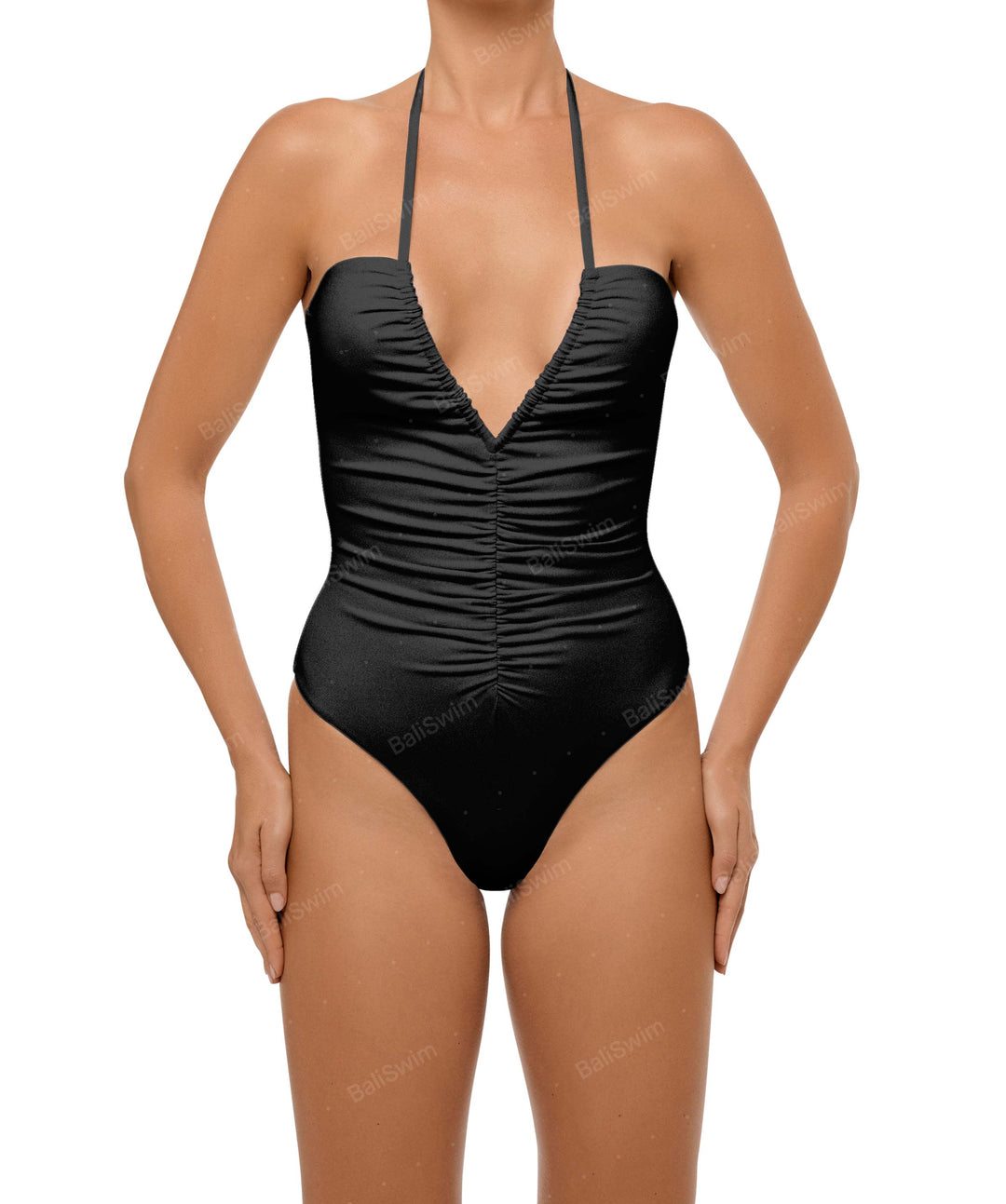 BSWS-S60 Ruched Halter One Piece