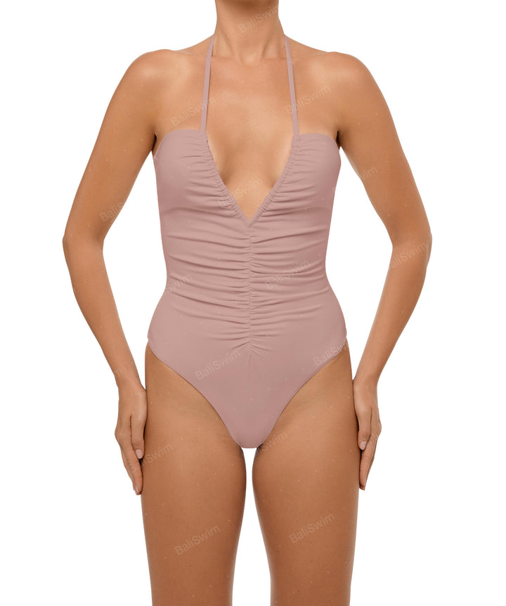 BSWS-S60 Ruched Halter One Piece