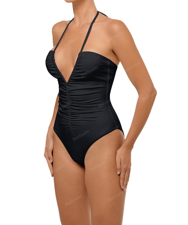 BSWS-S60 Ruched Halter One Piece