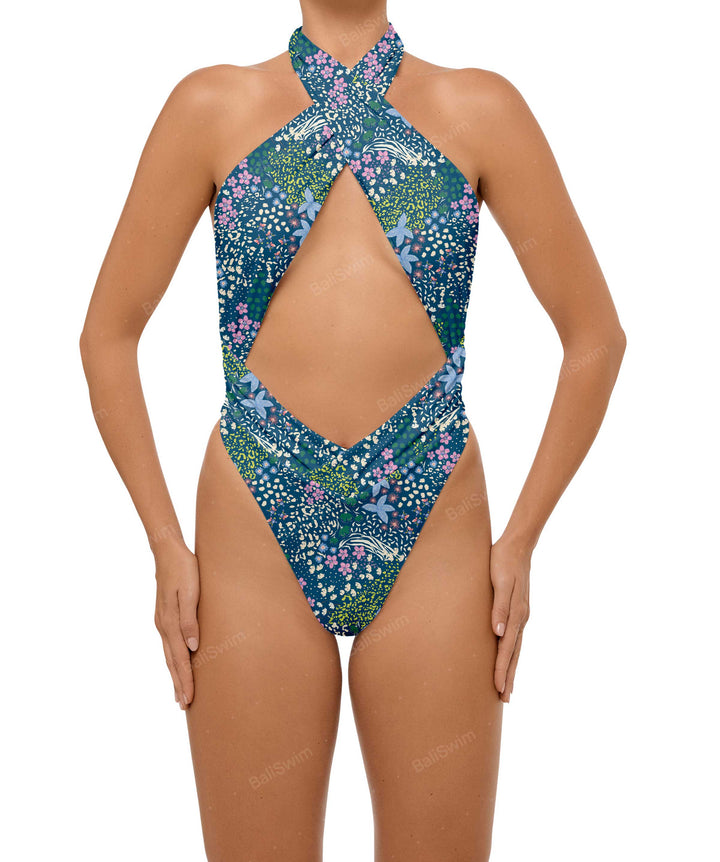 BSWS-S62 Halter Cutout Low Back One Piece