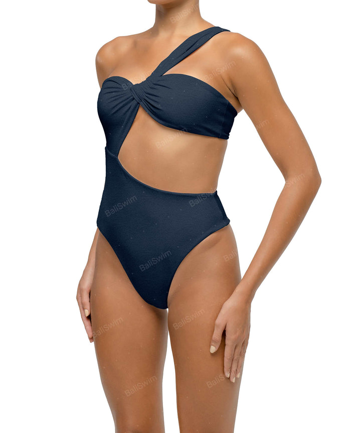 BSWS-S68 Asymetric Ruched One Piece