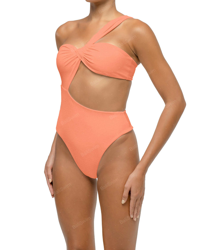 BSWS-S68 Asymetric Ruched One Piece