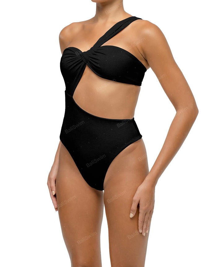 BSWS-S68 Asymetric Ruched One Piece