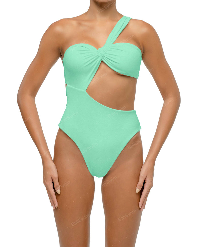 BSWS-S68 Asymetric Ruched One Piece