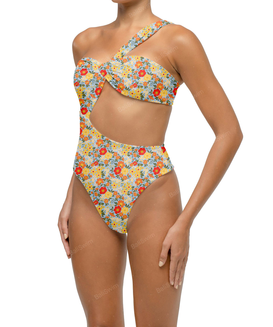 BSWS-S68 Asymetric Ruched One Piece