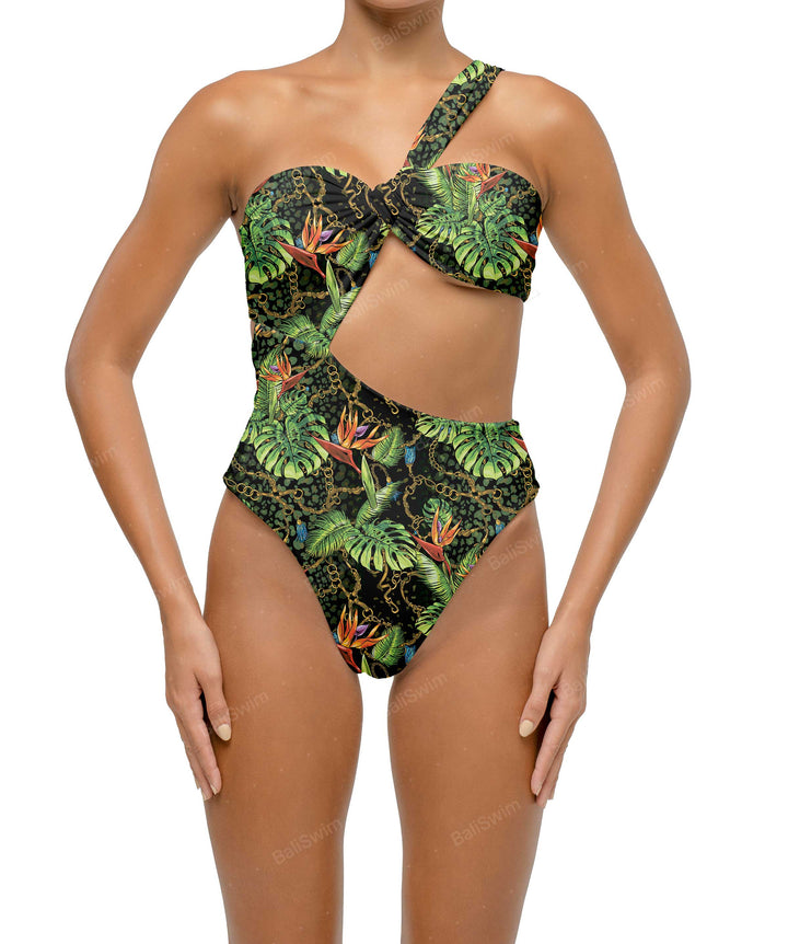 BSWS-S68 Asymetric Ruched One Piece