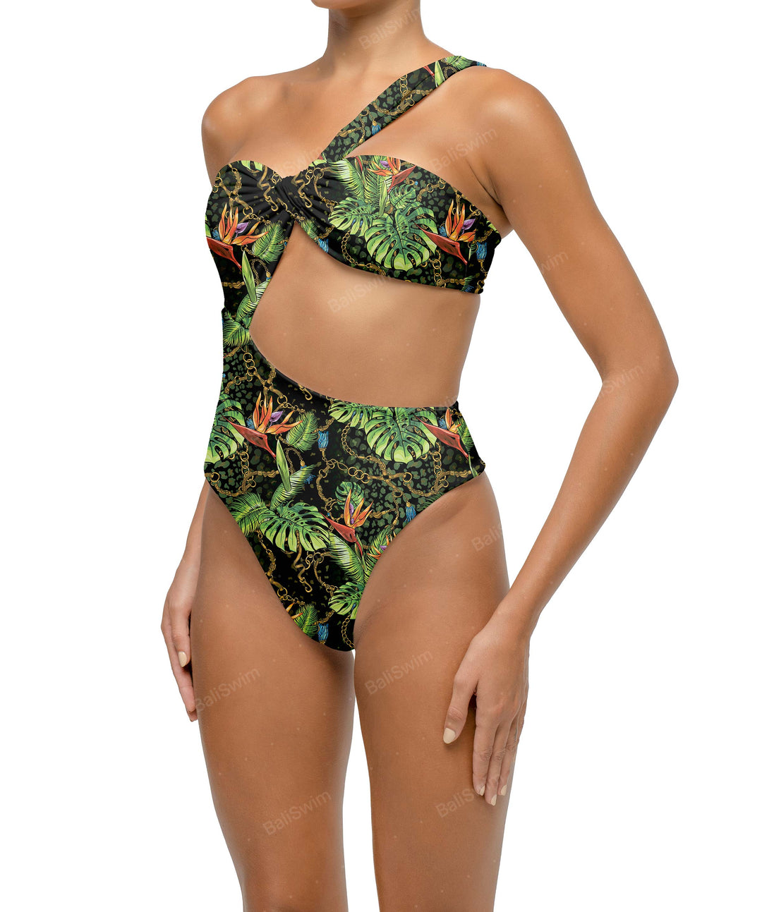 BSWS-S68 Asymetric Ruched One Piece