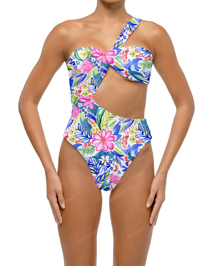 BSWS-S68 Asymetric Ruched One Piece