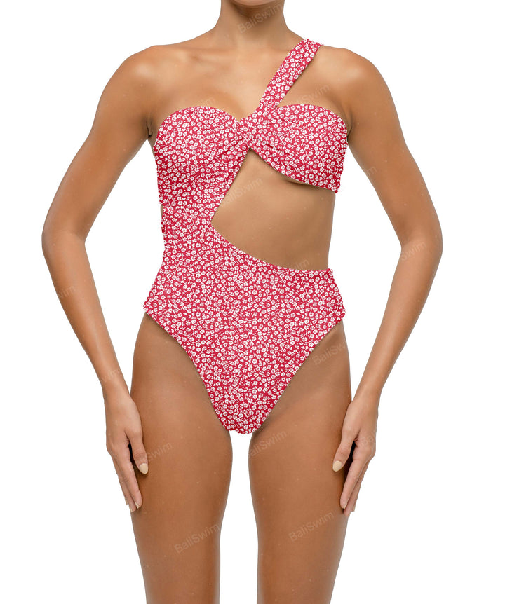 BSWS-S68 Asymetric Ruched One Piece