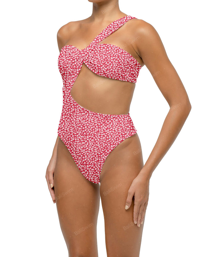 BSWS-S68 Asymetric Ruched One Piece