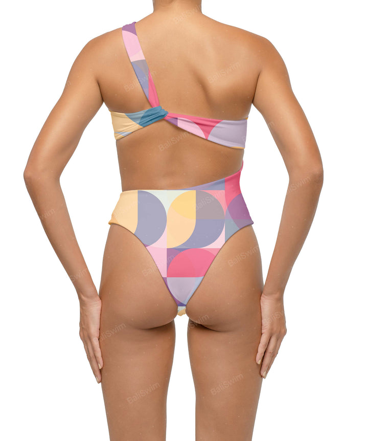 BSWS-S68 Asymetric Ruched One Piece