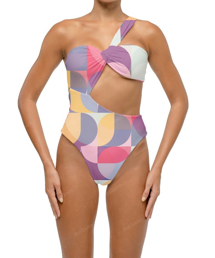 BSWS-S68 Asymetric Ruched One Piece