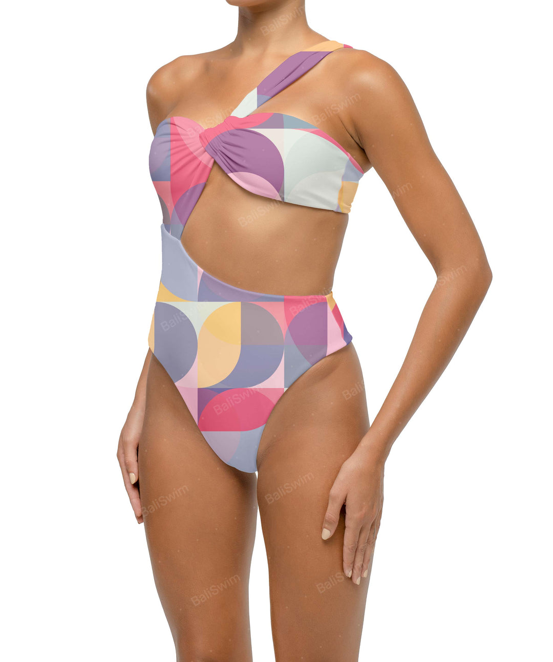 BSWS-S68 Asymetric Ruched One Piece