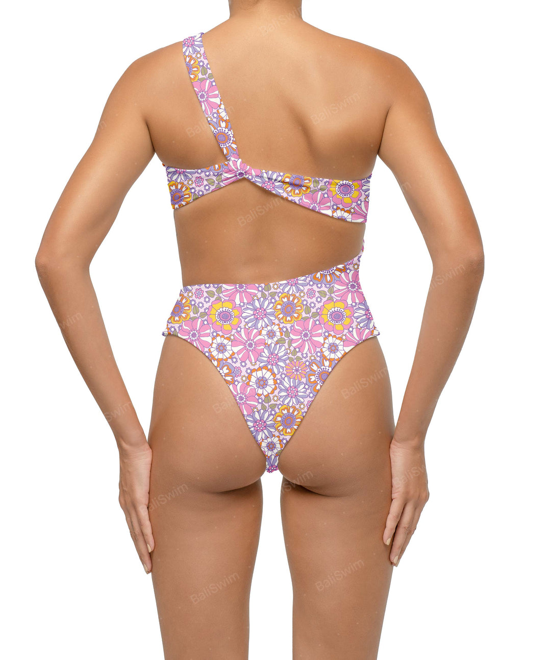 BSWS-S68 Asymetric Ruched One Piece