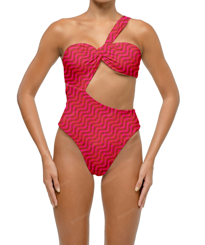 BSWS-S68 Asymetric Ruched One Piece