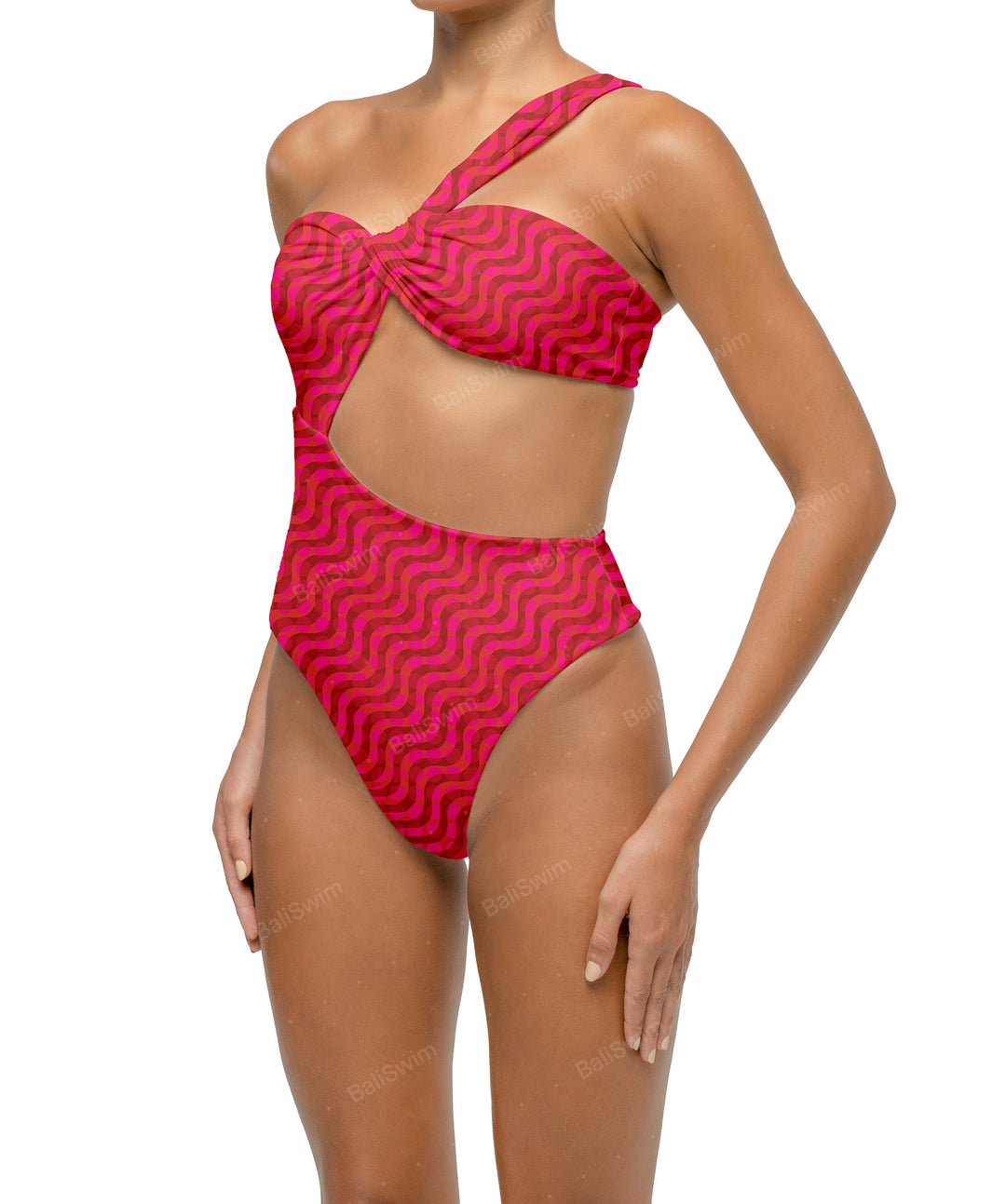 BSWS-S68 Asymetric Ruched One Piece