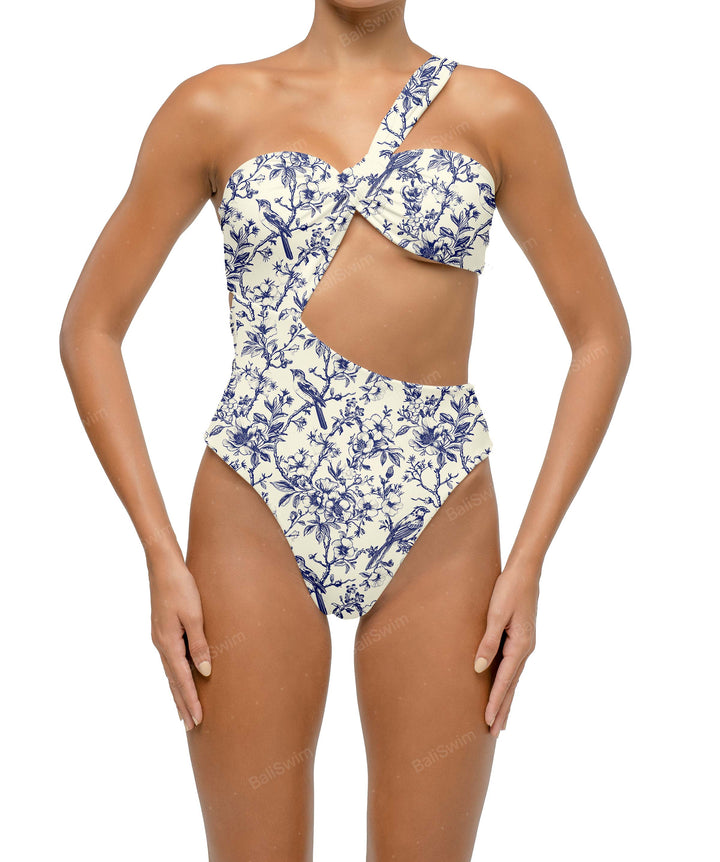 BSWS-S68 Asymetric Ruched One Piece