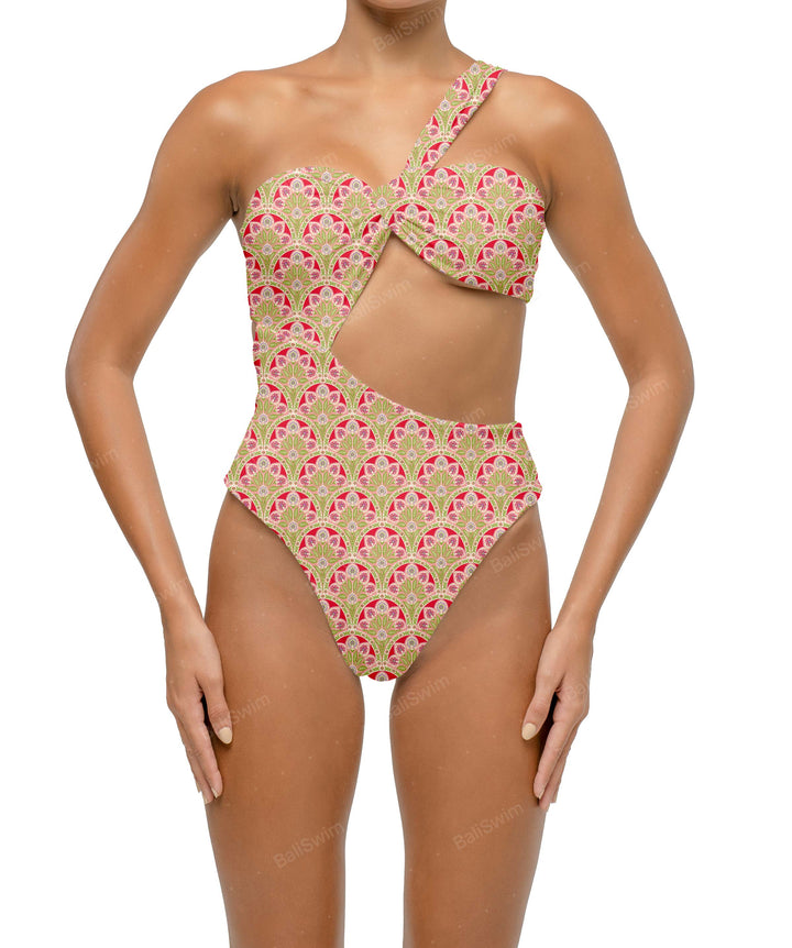 BSWS-S68 Asymetric Ruched One Piece