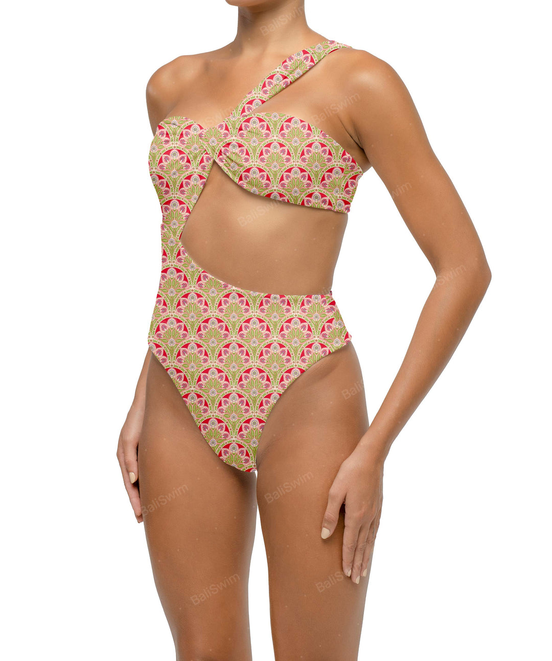 BSWS-S68 Asymetric Ruched One Piece