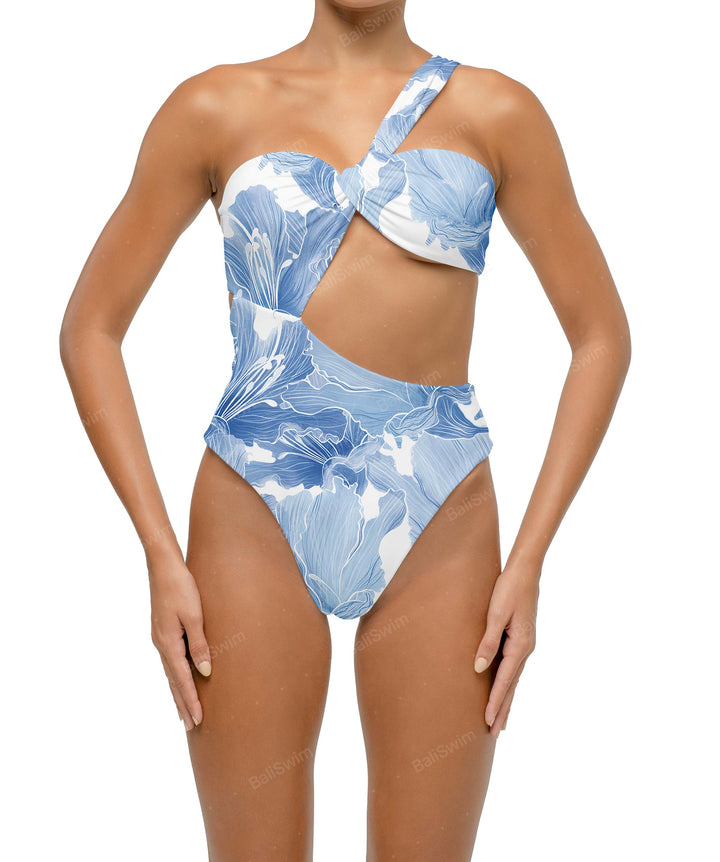 BSWS-S68 Asymetric Ruched One Piece