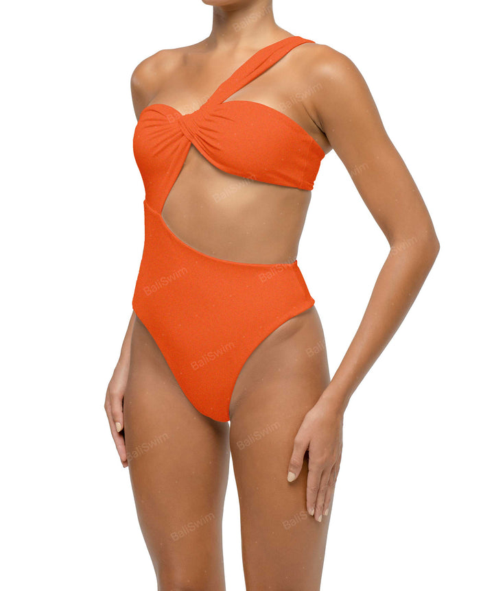 BSWS-S68 Asymetric Ruched One Piece