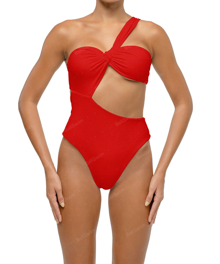 BSWS-S68 Asymetric Ruched One Piece