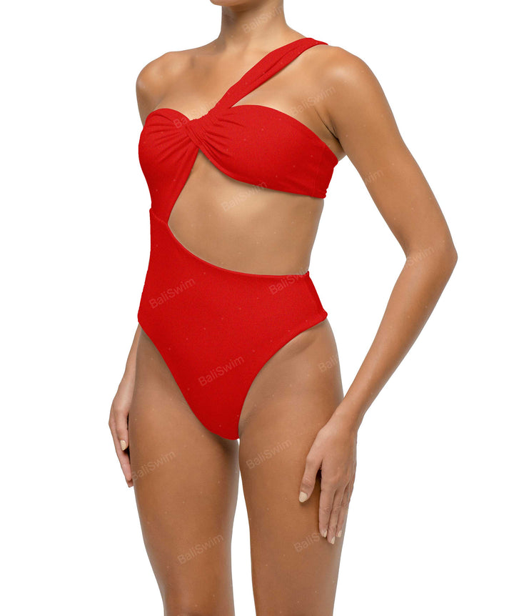BSWS-S68 Asymetric Ruched One Piece
