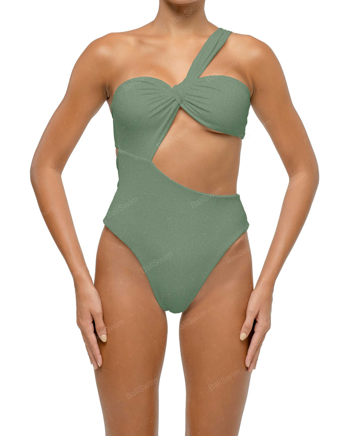 BSWS-S68 Asymetric Ruched One Piece