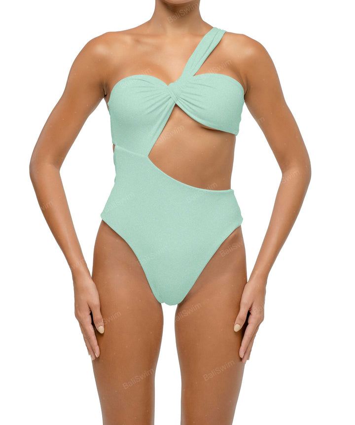 BSWS-S68 Asymetric Ruched One Piece