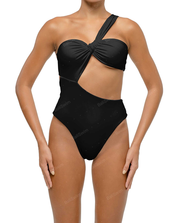 BSWS-S68 Asymetric Ruched One Piece