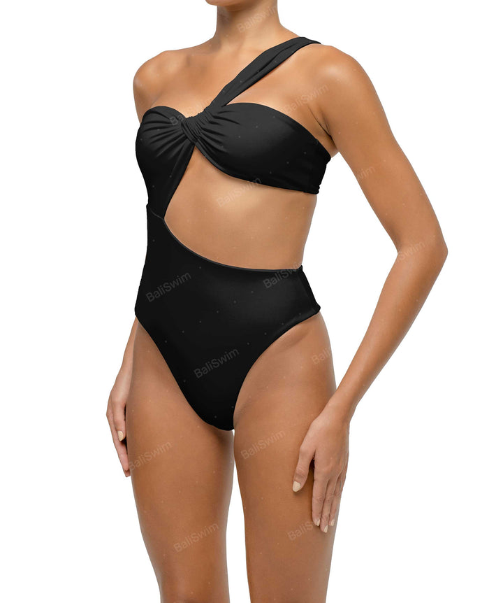 BSWS-S68 Asymetric Ruched One Piece