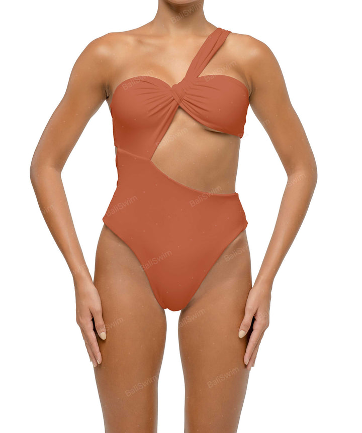 BSWS-S68 Asymetric Ruched One Piece