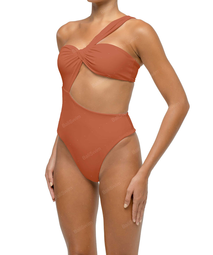 BSWS-S68 Asymetric Ruched One Piece