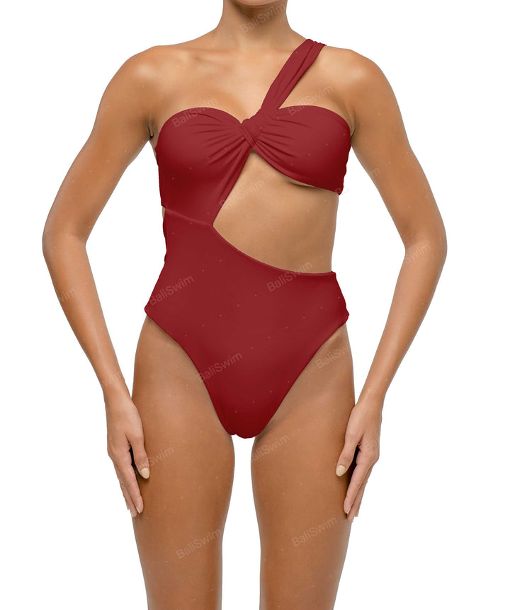 BSWS-S68 Asymetric Ruched One Piece