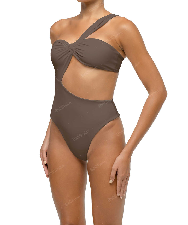 BSWS-S68 Asymetric Ruched One Piece