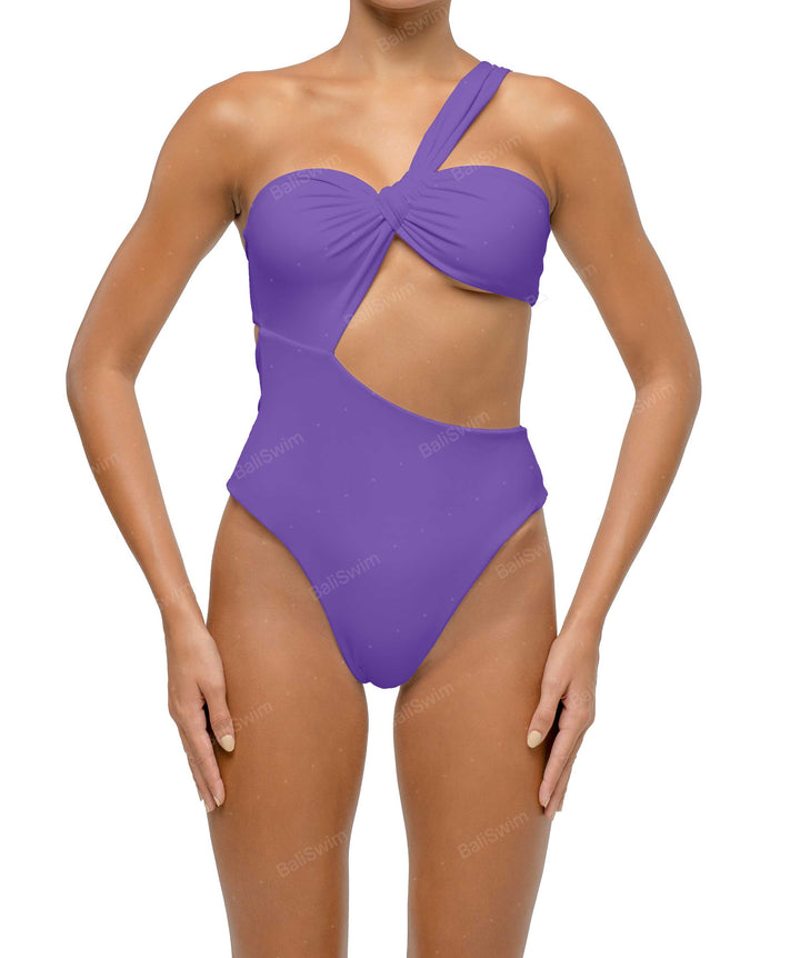 BSWS-S68 Asymetric Ruched One Piece