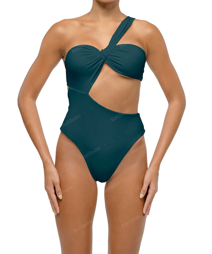 BSWS-S68 Asymetric Ruched One Piece