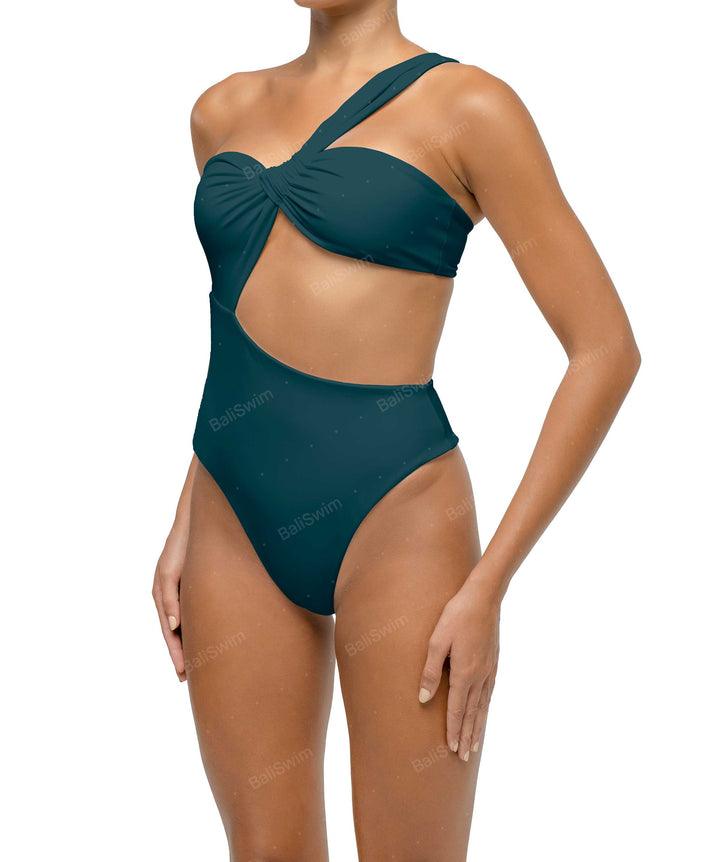 BSWS-S68 Asymetric Ruched One Piece