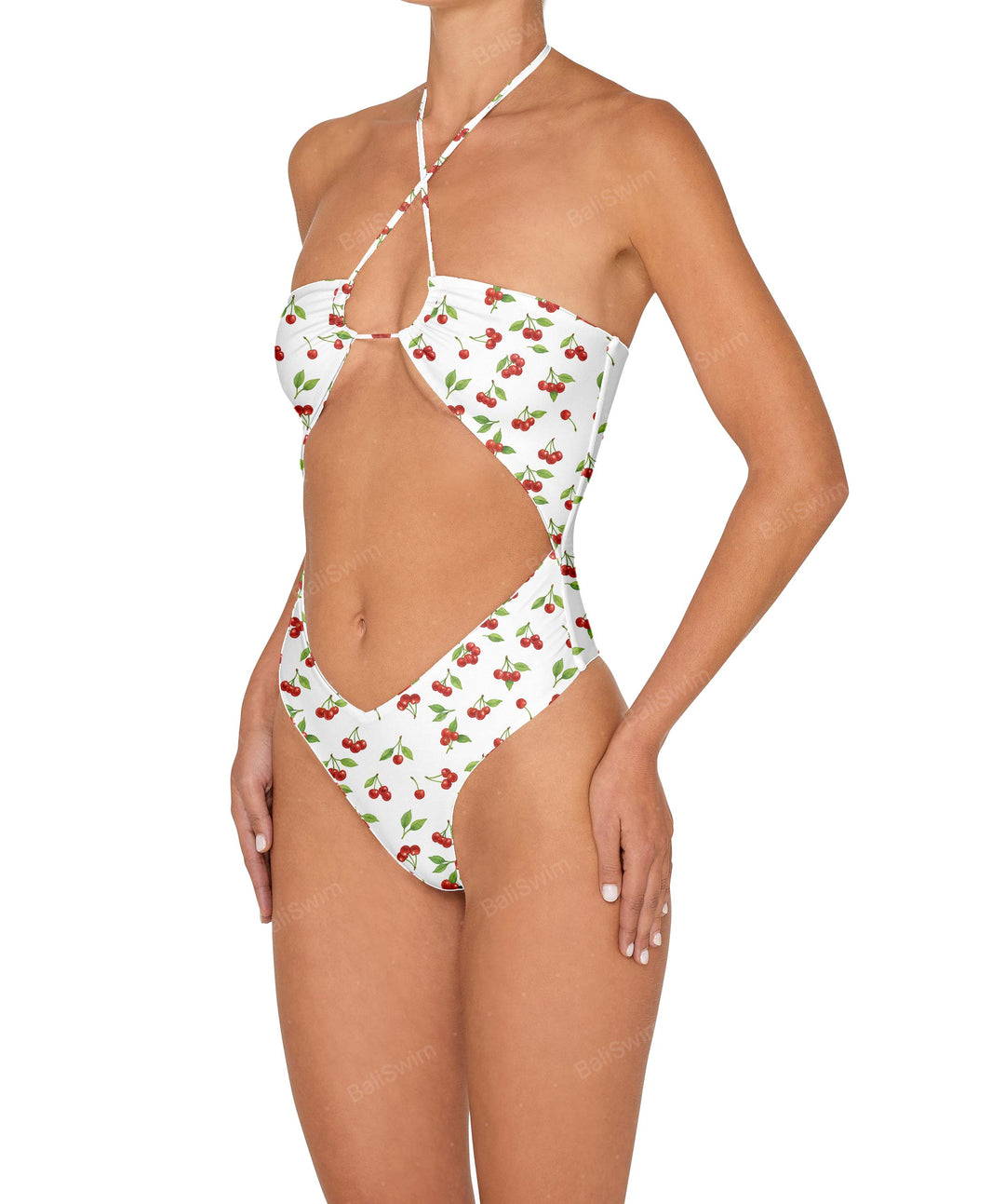 BSWS-S82 Halter Tie Neck One Piece With Center Front Cutout