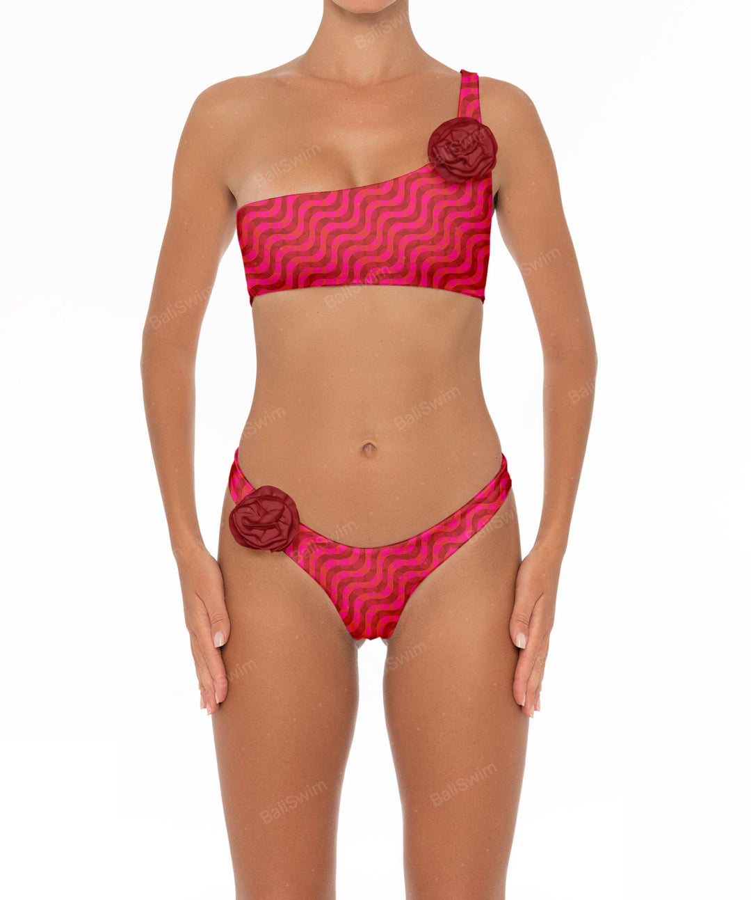 BSWS-T05 Corsage One Shoulder Bikini Top