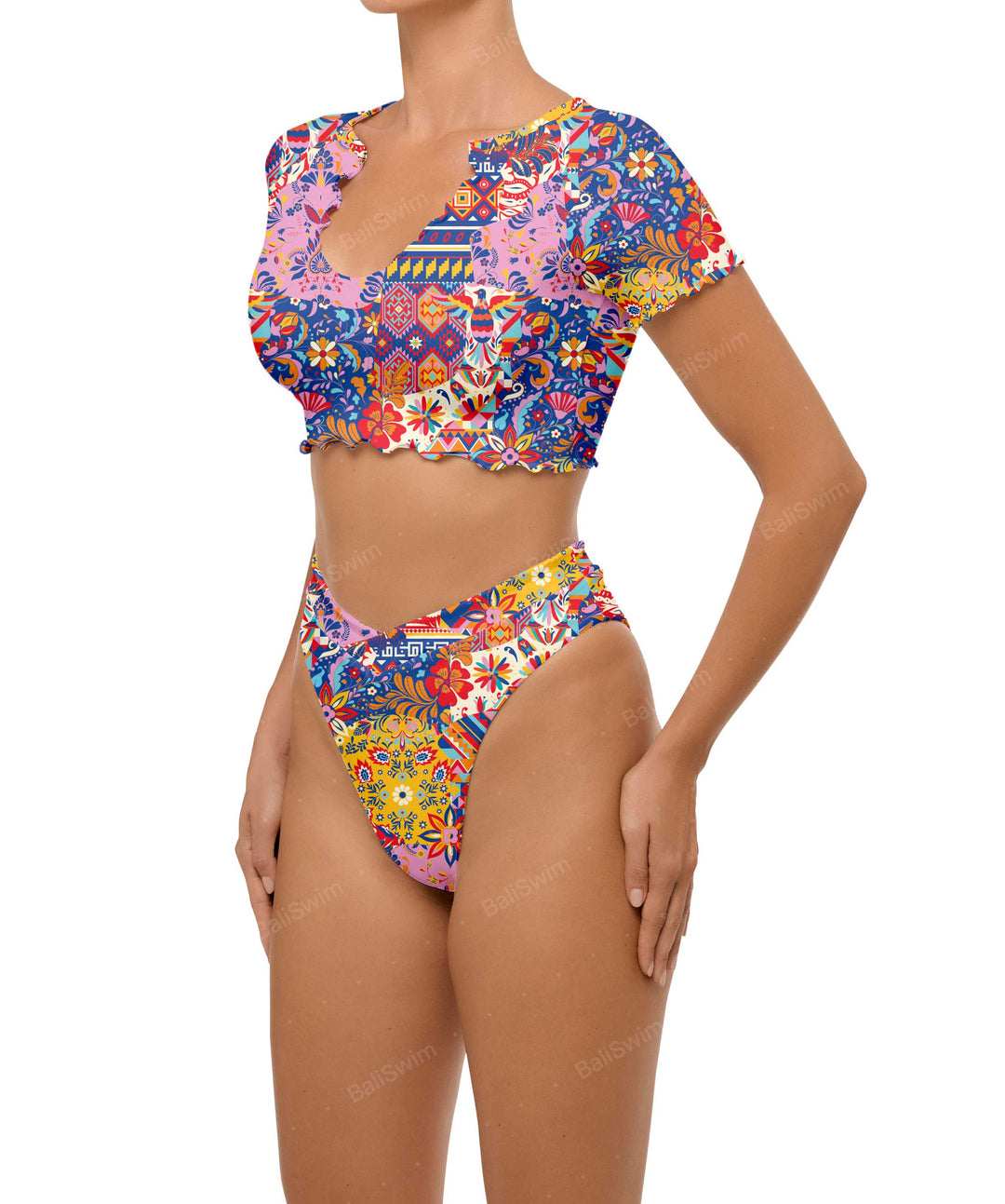 BSWS-T101 V-neck Cropped Tankini