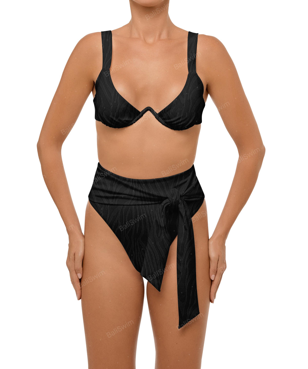 BSWS-B106 Waist Tie High Rise Bikini Bottom