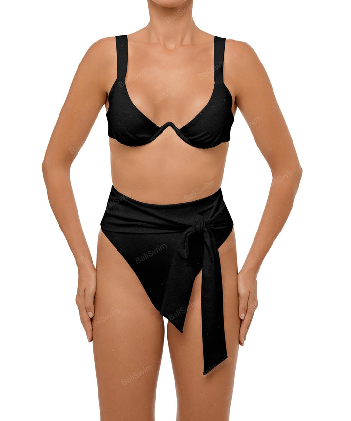 BSWS-B106 Waist Tie High Rise Bikini Bottom