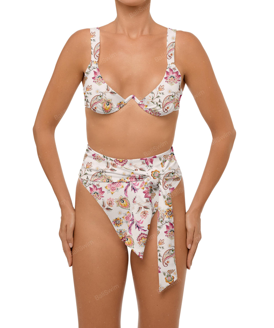 BSWS-B106 Waist Tie High Rise Bikini Bottom