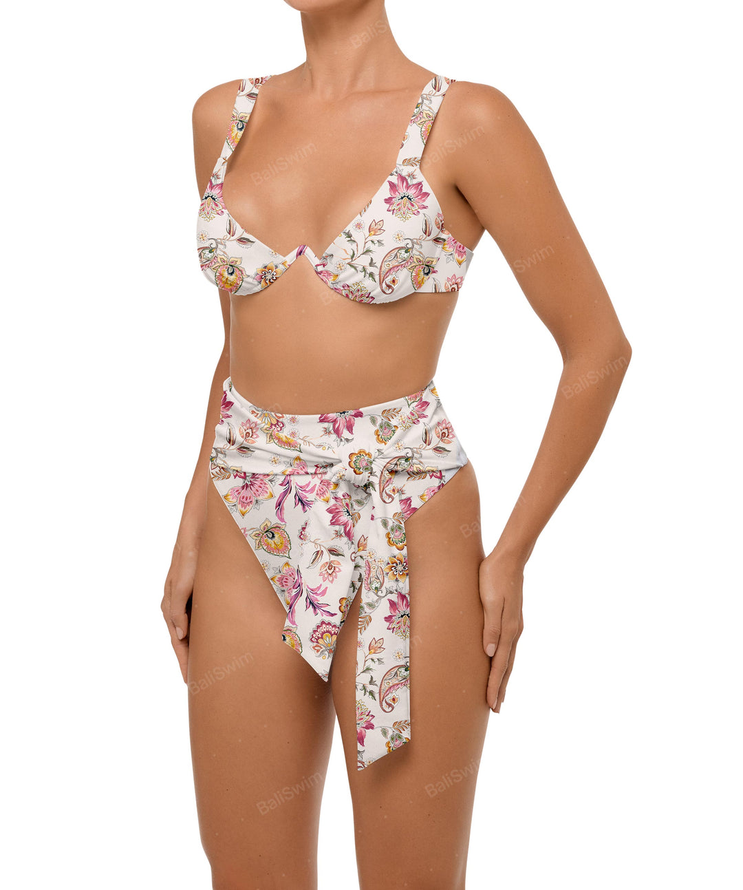 BSWS-B106 Waist Tie High Rise Bikini Bottom