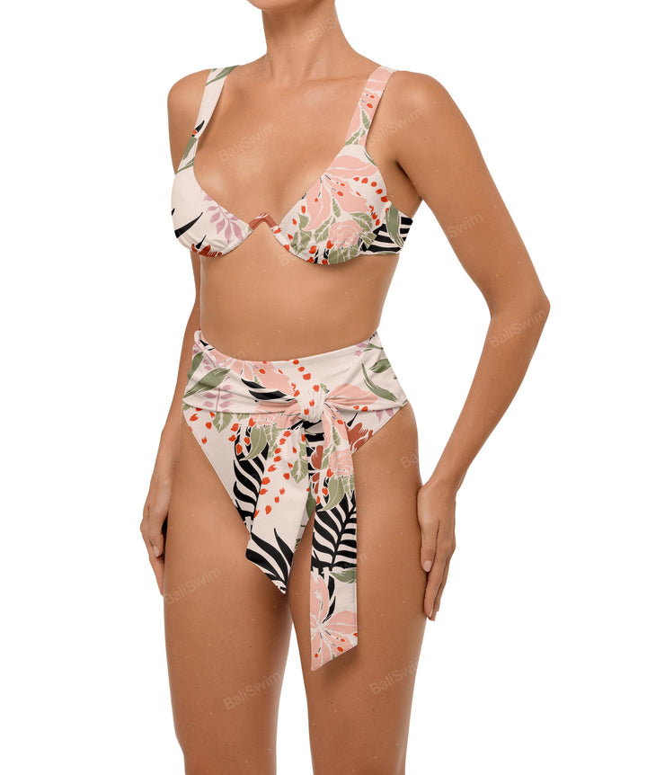 BSWS-B106 Waist Tie High Rise Bikini Bottom